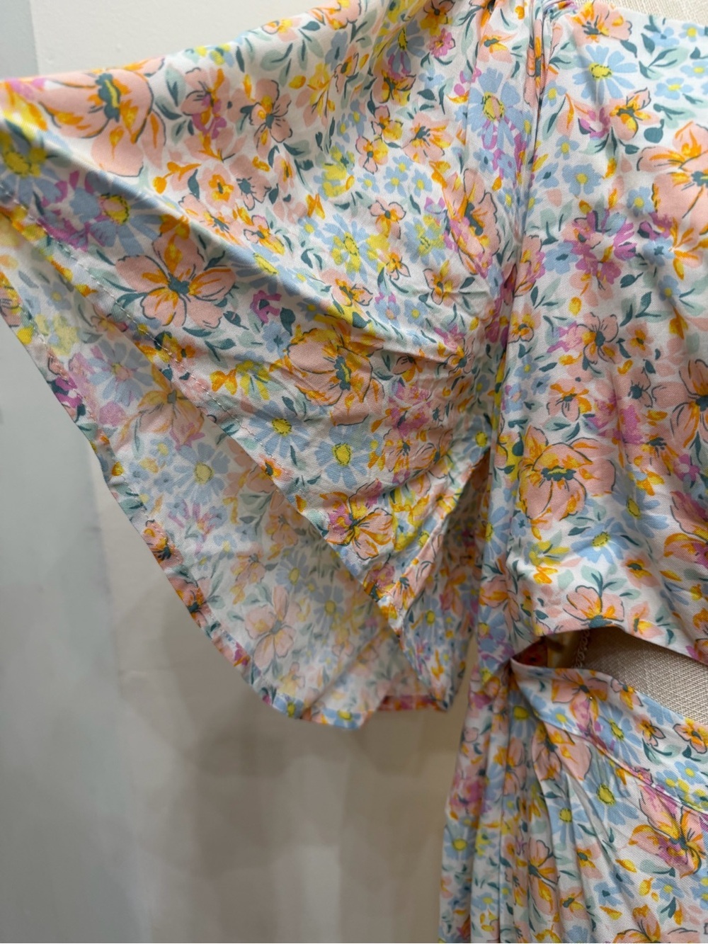 Eloquii Pastel Floral Midi Skirt & Top Set - Light Blue, Pink, Yellow - Picture 6 of 7
